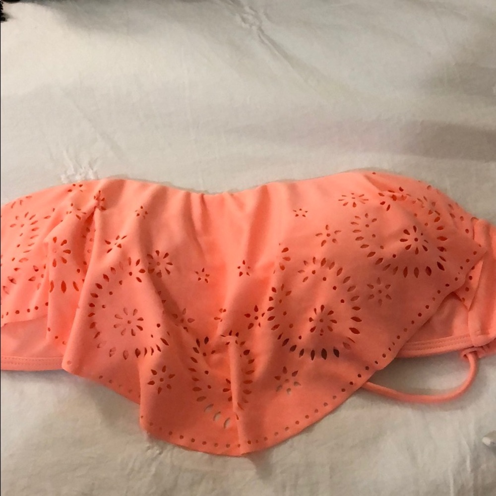 Orange strapless bikini top (with straps)